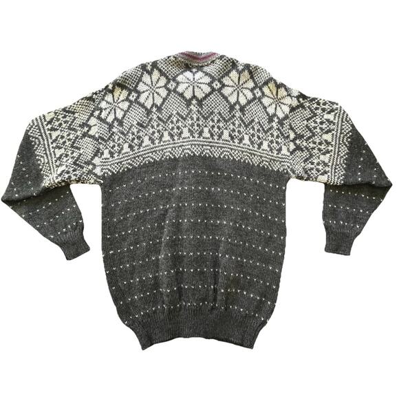 ALPS Merrimac Valley Men’s L Cardigan Sweater New England 100% Wool Black/White - Picture 2 of 9